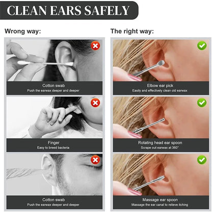 6Pcs/Set Stainless Steel Ear Cleaner Portable Ear Spoons Spiral Earwax Cleaning Removal Tools Reusable Earpick Beauty Accessory