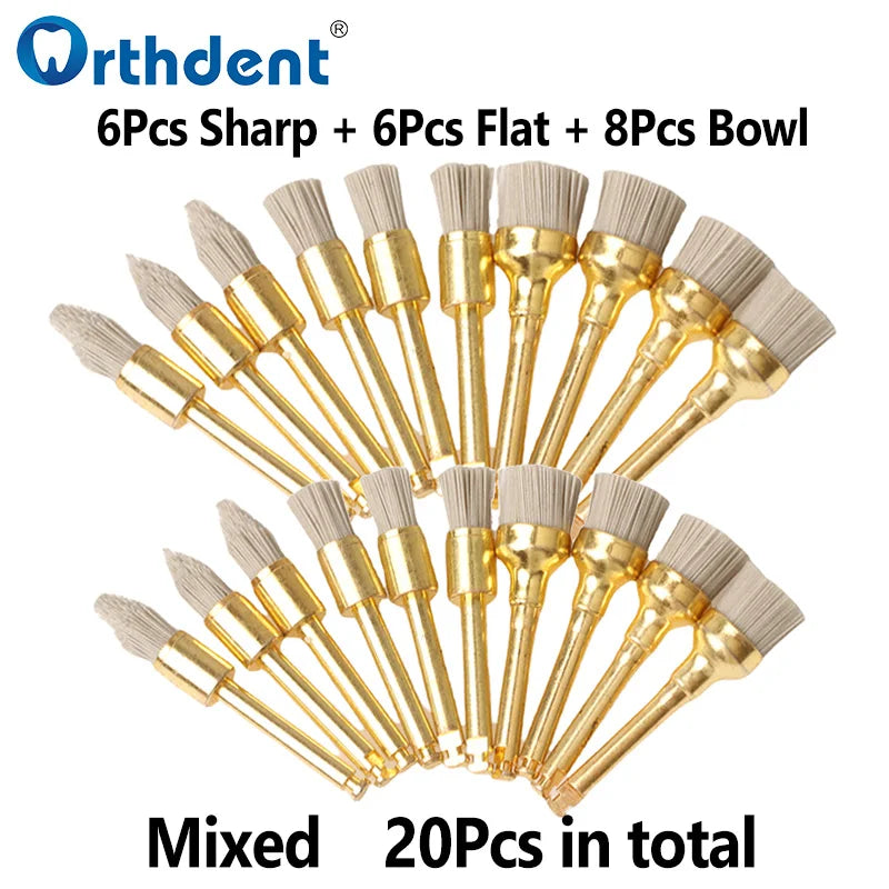 10Pcs Dental Polishing Brush Flat Sharp Bowl Type Aluminum Polisher RA 2.35mm Fit for Contra Angle Handpiece Dentistry Lab Tool