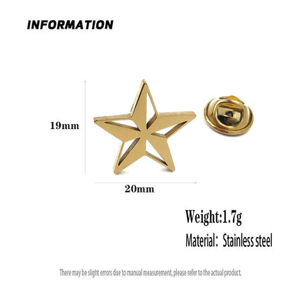 Classic Round Five-pointed Star Gold-plated Brooch, Men's Collar Lapel Pin Black, Suit Accessories, Gift for Husband