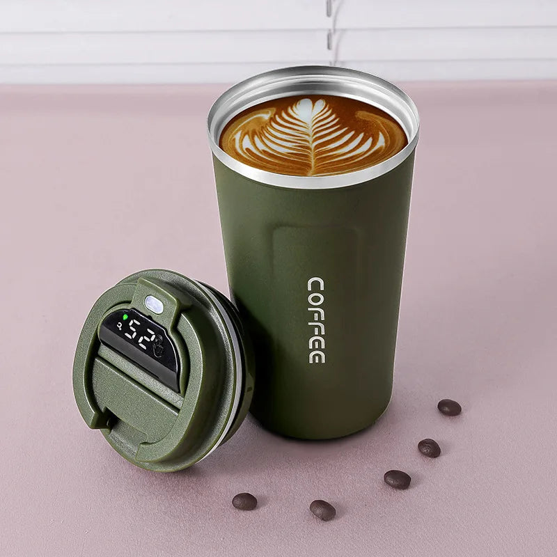 Thermo Cafe Coffee Mug - 380/510ML Leak-Proof Travel & Car Thermos, Double Stainless Steel for Tea, Water, Coffee