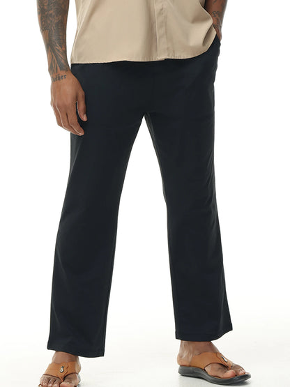 Men's Casual Linen Cotton Yoga Pants Breathable Loose Sweatpants Beach Trousers Lounge Pants Elastic Waist Fitness Pants