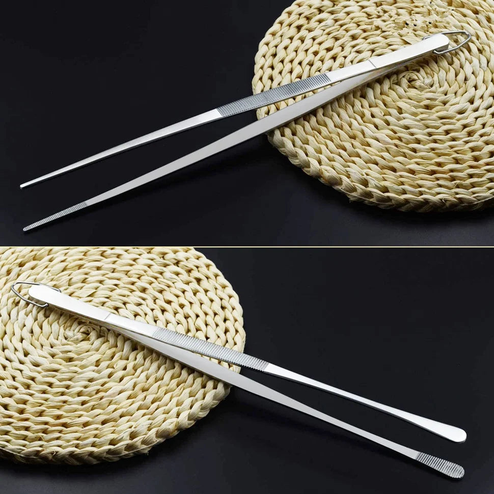 12inch Kitchen Tweezers Fine Tweezer Tongs Extra-Long Stainless Steel Cooking Tweezers for Kitchen Food Cooking Sea Food and BBQ
