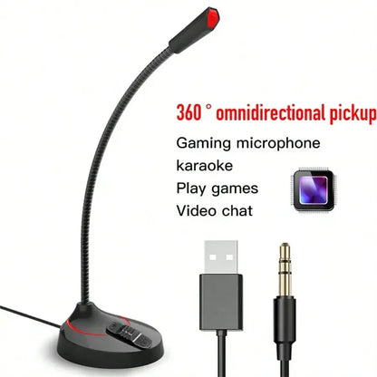 3.5mm or USB Professional Microphone Recording Singing Desktop Computer Games Microphone Omnidirectional Capacitive Microphone