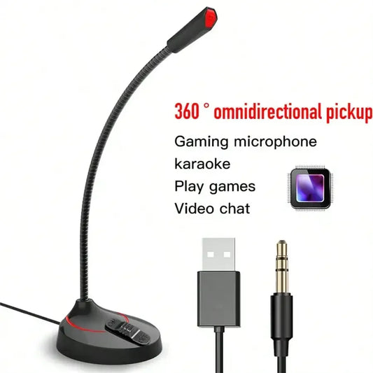 3.5mm or USB Professional Microphone Recording Singing Desktop Computer Games Microphone Omnidirectional Capacitive Microphone