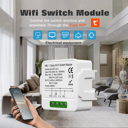 Tuya Smart WiFi Switch 1/2/3 Gang Smart Home Light Switch Breaker Neutral Wire Required Remote App Timer Work with Alexa Google