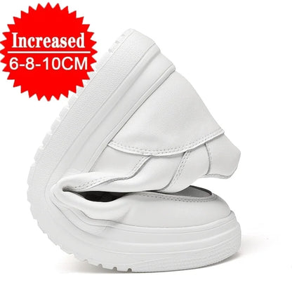 High Quality Men Sneakers Elevator Shoes for Men Fashion Casual Shoes Comfortable Leather Sports Shoes Height Increase 6/8/10cm