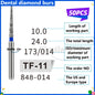 50Pcs Dental Dentist Diamond Burs Drill FG 1.6mm Bur for High Speed Handpiece FG Dental Bur Stomatology Dentistry Grinding Tools