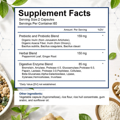 Digestive Enzymes for Bloating & Digestion - Fast-Acting 16 Enzyme Ingredients with Organic Prebiotics & Probiotics for Gut & Digestive Health