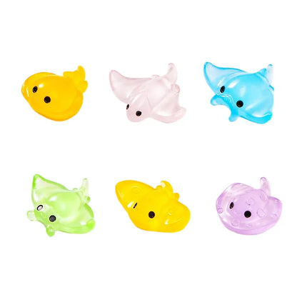 30pcs Cartoon Manta Ray Luminous Ocean Animal Ornament Resin Craft Cute Ocean Animal Miniature Figurines DIY Mini Animals Statue