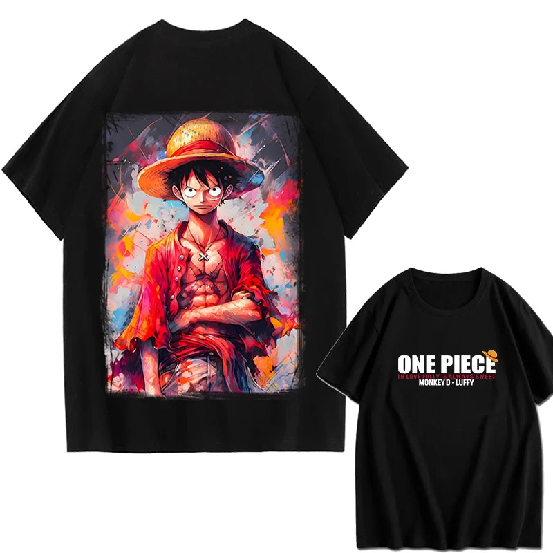 2026 New ONE PIECE Zoro Luffy Gear 5 Printed Short-sleeved Cotton T-shirt Summer Tide Pure Cotton Unisex Clothing