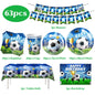 Blue Football Birthday Party Decoration Supply Birthday Soccer Plates Cups Napkins Towel Paper Tableware Tablecloth Party Favor