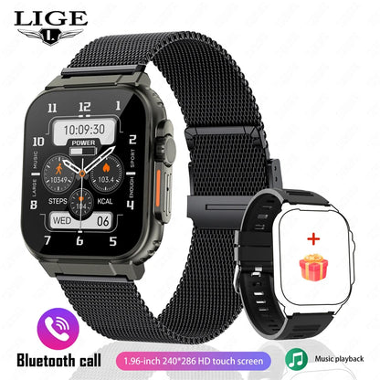 LIGE 600mAh high-Capacity Smart Watch Ultra Watch Men Bluetooth Call TWS Local Music Smartwatch Sport IP68 Waterproof Watches