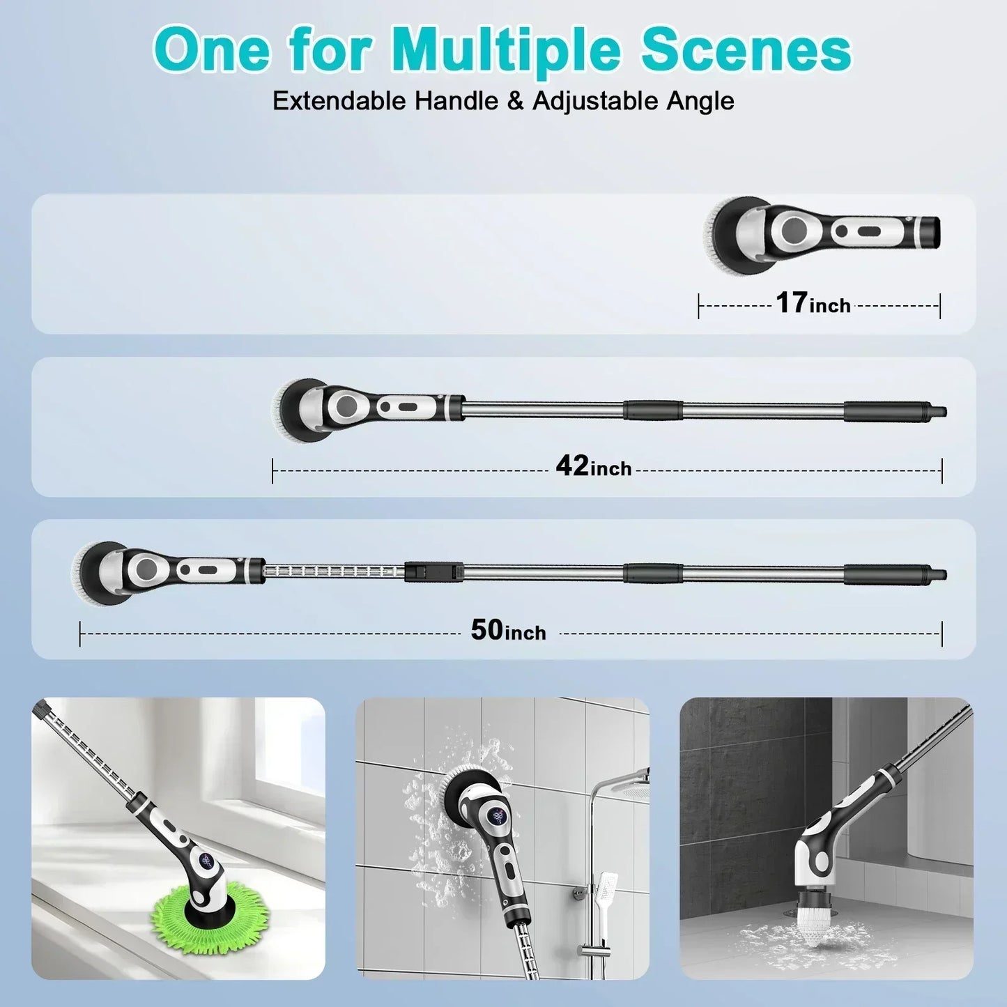 TINSOL 11-in-1 Multifunctional Electric Cleaning Brush Voice Rechargeable Smart Rotary Cleaning Brush Kitchen Cleaning Brush