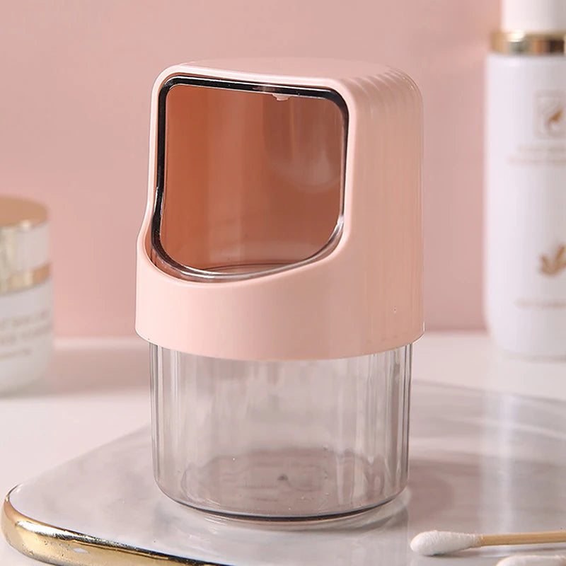 Transparent Cotton Swab Storage Box Rotating With Lid Dustproof Desktop Plastic Toothpick Organizer Jar