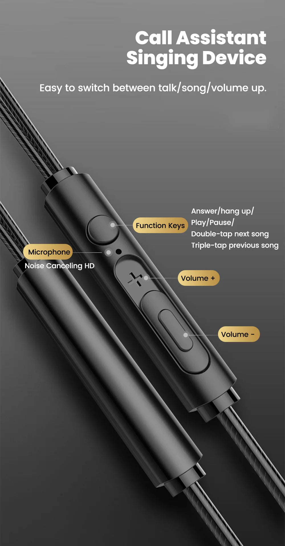 OLAF DAC Type C Earphones Wired Headset USB C Gamer Headphones Cable Handsfree Type-C Earbuds For iPhone16 15 Samsung S23 Xiaomi