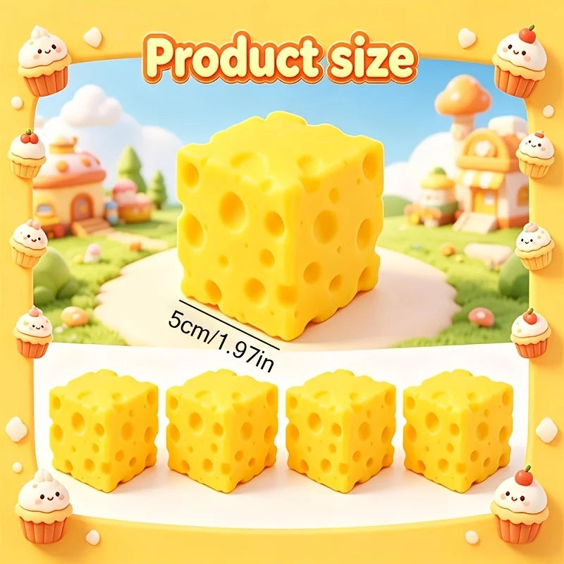 Novelty Cheese Shaped Squeeze Toy Soft Quick Rebound Sensory Gadget Stress Relief Desktop Ornament for Holiday Home Decor