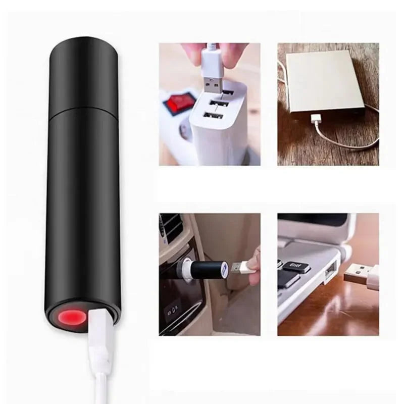 Mini Flashlight USB Rechargeable Aluminum Alloy Flashlight Super Bright LED Bead Adjustable Focus Long-range Portable Flashlight
