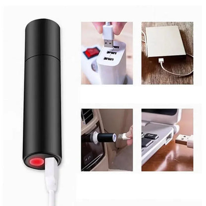 Mini Flashlight USB Rechargeable Aluminum Alloy Flashlight Super Bright LED Bead Adjustable Focus Long-range Portable Flashlight
