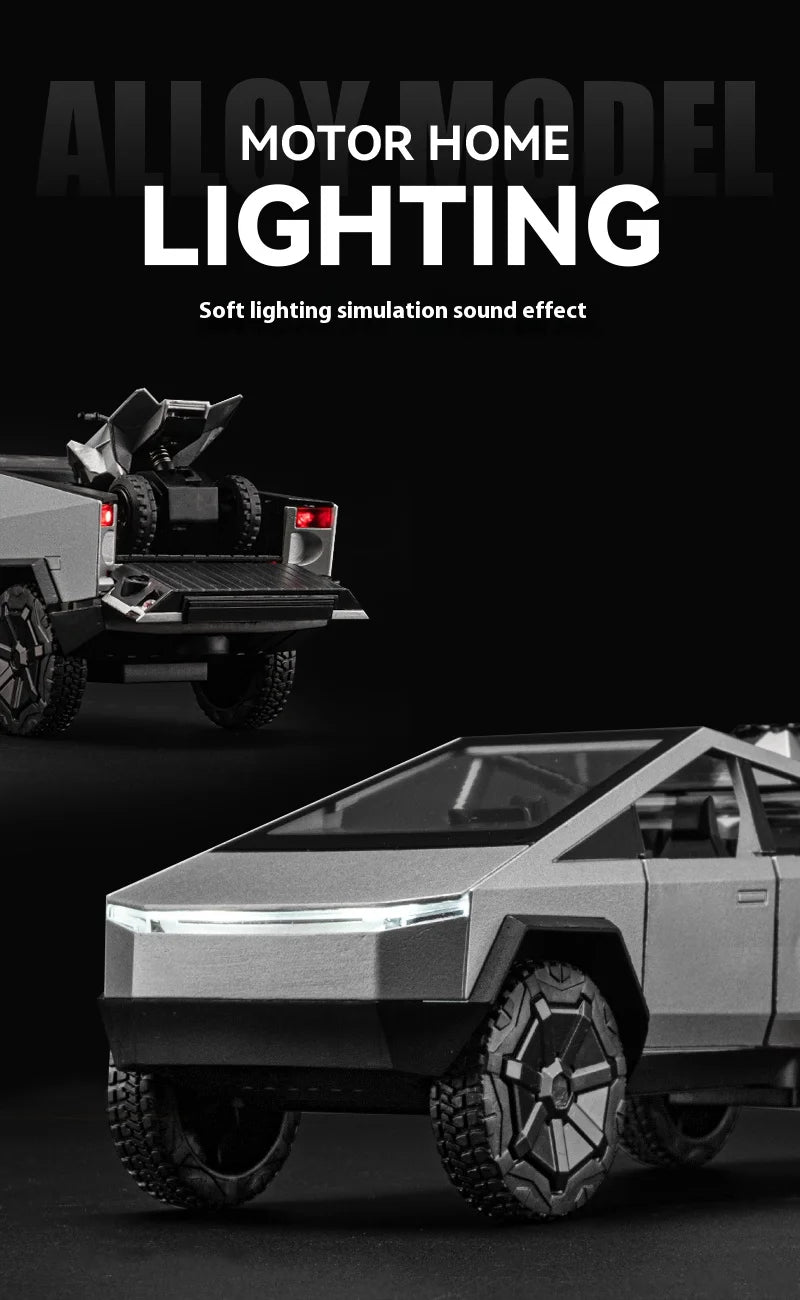 Cyber Truck Pickup Trailer RV Metal Alloy Toy Car Model Die-Casting Off-Road Vehicle Men's Gift Collection Truck Ornaments