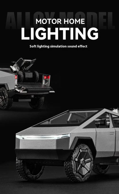 Cyber Truck Pickup Trailer RV Metal Alloy Toy Car Model Die-Casting Off-Road Vehicle Men's Gift Collection Truck Ornaments