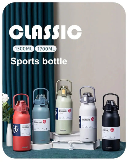 1300ML Large Capacity Thermos Bottle with Straw 316 Stainless Steel Thermal Mug Sports Vacuum Flasks Cold and Hot Water Bottle