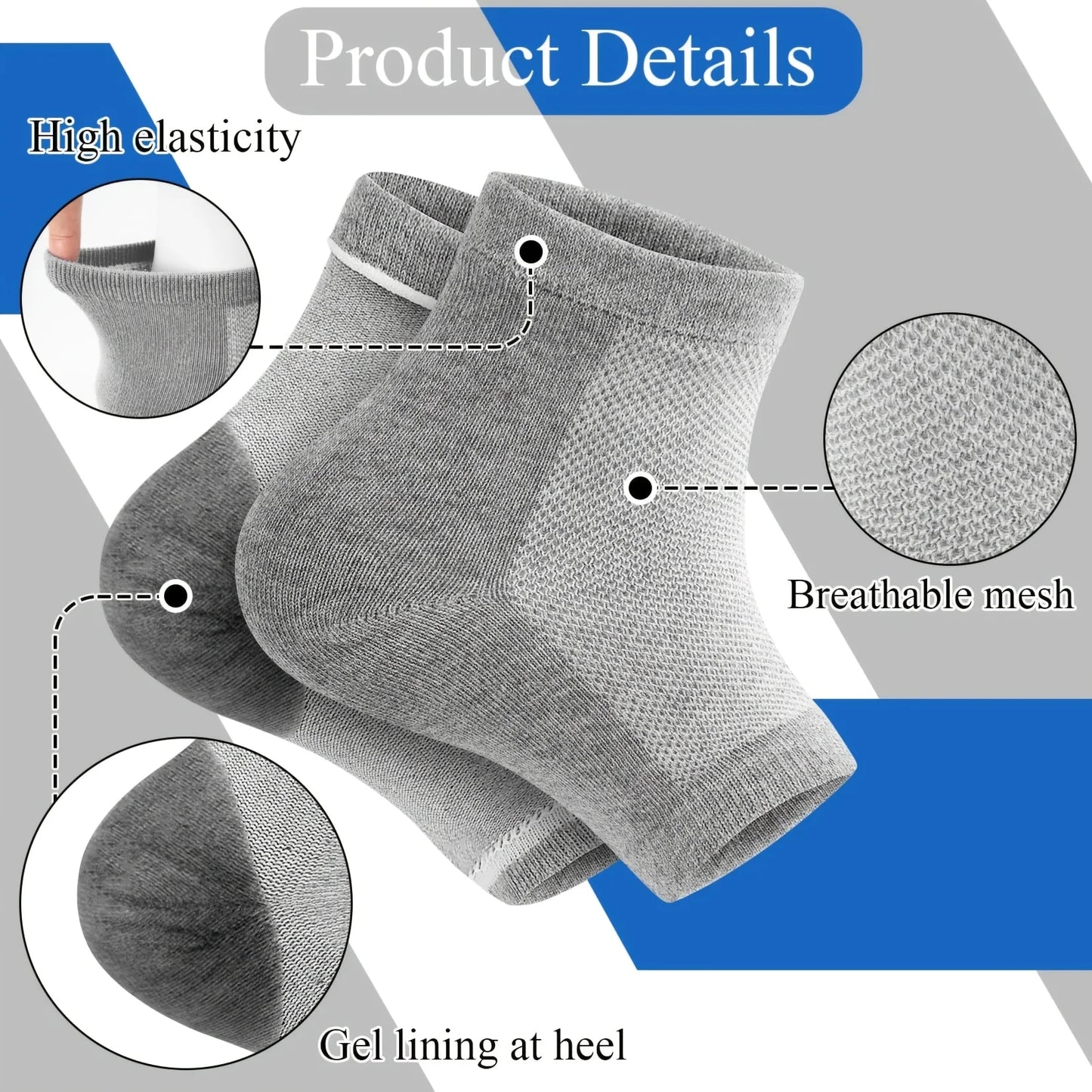 1Pair Heel Moisturizing Socks Open Toe Socks Cracked Gel Heel Socks Foot Toeless Heel Repair Socks for Women Dry Hard Cracked