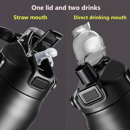 LUSQI 304 Stainless Steel Thermal Mug Outdoor Thermos Bottle Portable Tumbler Vacuum Flasks Cold & Hot Straw Water Bottle