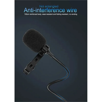 MC01 Portable 1.5m Wired Mini Microphone Type C For Phone PC Laptop Metal Clip-on Lavalier USB mic 3.5mm Condenser Microphone