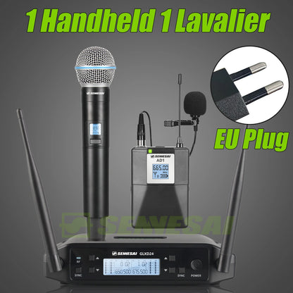 SENNESAI GLXD24 B58 Professional Dual Wireless Microphone 600-699MHz System Stage Performances UHF Dynamic 2 Channel Handheld