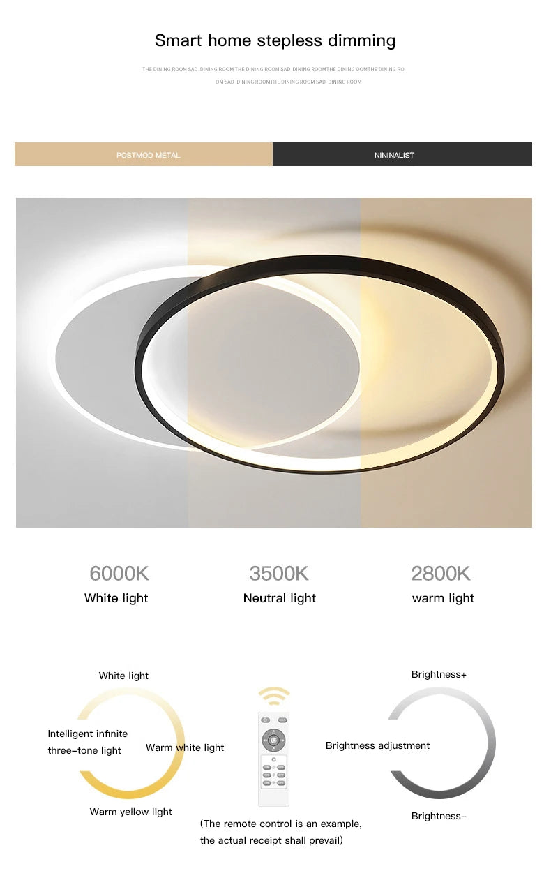 Modern Minimalist Led Ceiling Lamp For Bedroom Black White Design Ring Chandelier Living Room Study Loft Smart Light Fixtures