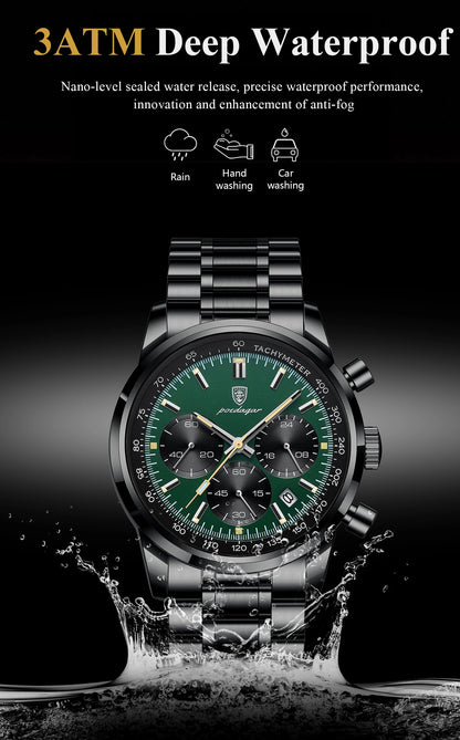 POEDAGAR Luxury Fashion Men Wristwatch Waterproof Luminous Chronograph Date Man Watch Stainless Steel Sport Quartz Men's Watches