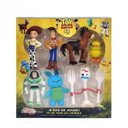 7Pcs/Set Toy Story 4 Action Figures Toy Woody Jessie Buzz Lightyear Forky Pig Bear Figura Model Doll Figurine Boy Birthday Gift