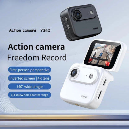 Y360 Action Camera With Flip Screen 4K Ultra HD Recording VLOG-Ready Image Stabilization Wide-Angle Lens Cycling Camera