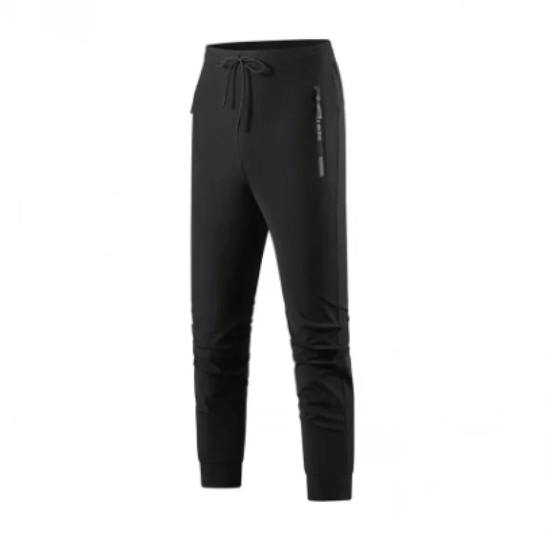 Men's Ice Silk Quick Dry Pants Lightweight Breathable Casual Trousers Elastic Waist Drawstring Sports Pants with Zipper Pockets