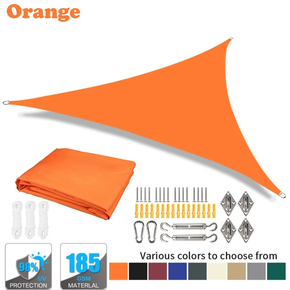 Triangle Sun Shade Sail Canopy UV Block Sun Shelter with Fixing Kits for Outdoor Patio Pool Beach Backyard Garden Sunscreen Tent