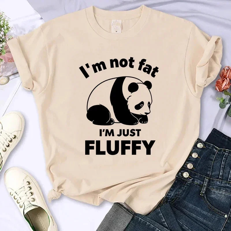Cartoon Casual Creative T-shirt Vintage Round Neck Clothes Funny Cute Panda Printed T Shirt for Women Summer Sleeve