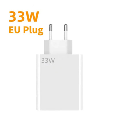 33W USB Fast Charger 6A Type-C Cable QC 3.0 Mobile Phone Adapter For Samsung Xiaomi iPhone EU US Plug Wall Travel USB Charger