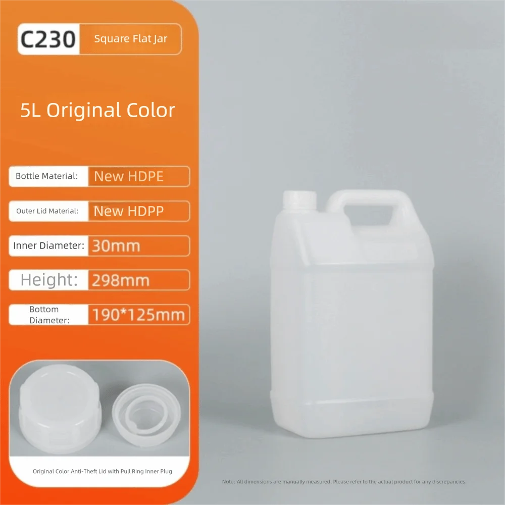 1/2/3/4/5/6/10L Plastic Airtight Bottle with Lid Food Grade HDPE Bucket Sealed Large-Capacity Oil Jerrican Gel Shampoo