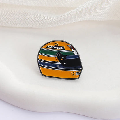 Racing Driver Enamel Pins Custom Brazil Racing Legend Helmet Brooches Lapel Badges Clothes Funny Jewelry Gift for Kids Friends