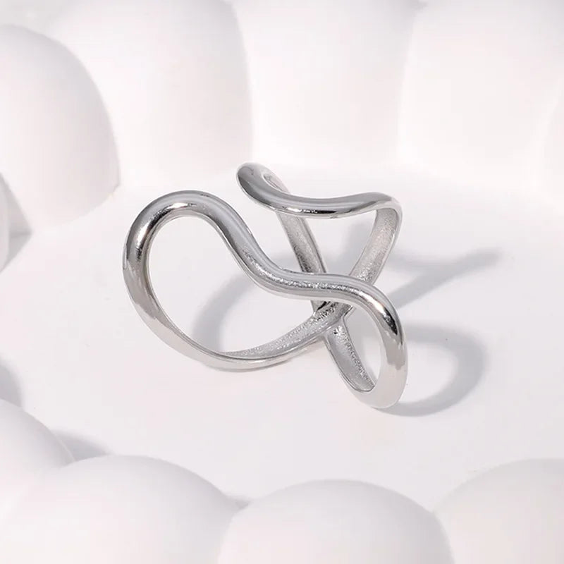 Stainless Steel Gold Color Rings for Women Men 2024 Colorfast Popular Party Personalized Exaggerated Charms Jewelry Gifts