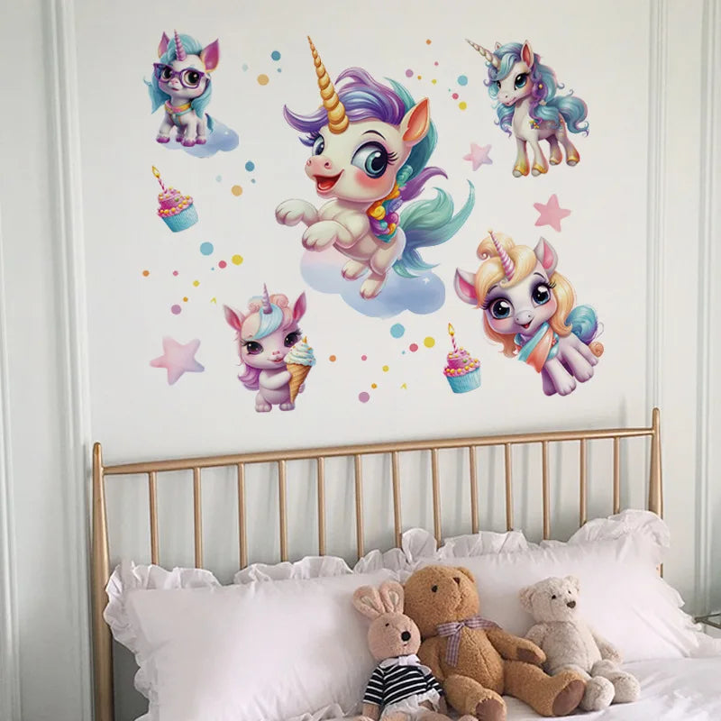 Unicorn Vinyl Child Wall Sticker For Baby Room Decoration Bedroom Accessories Furniture Sticker Adhesive Wallpaper Wall Decor