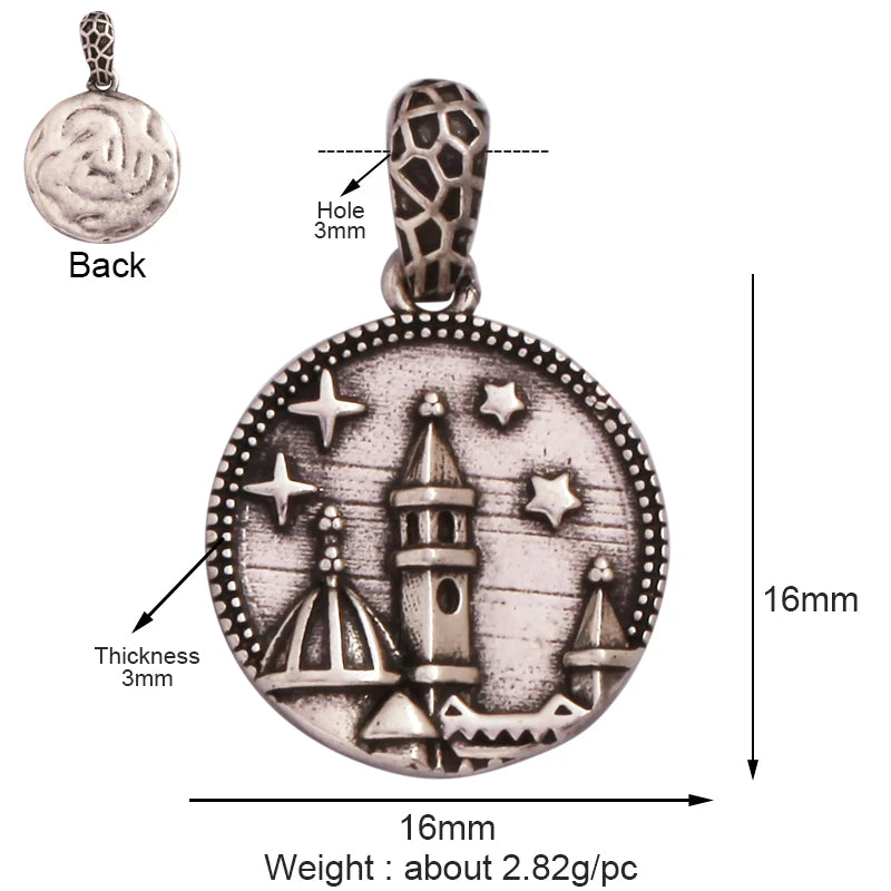 Antique Gold Bronze Beauty Portrait Knight Angel Goddess Coin Medallion Charm Pendant,Necklace Jewelry Accessories Supplies M64