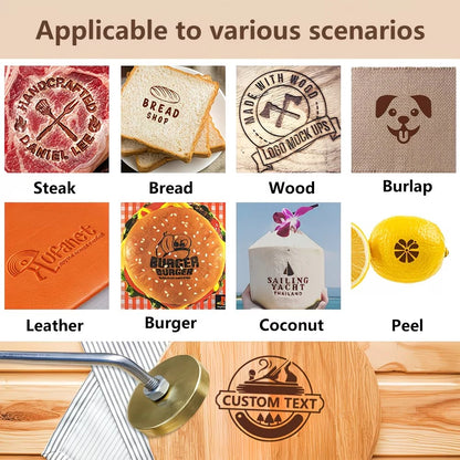 Custom Branding Iron Personalized LOGO Stamp for Woodworking Steak BBQ Leather Craft Brass Heating Tool DIY Steak Burger Wood