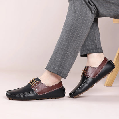 Men's Sleek Casual Lace-Up Loafers, Men's Slip-On Style Walking Footwear, Men's Non Slip Outdoor Wear-Resistant Driving Shoes