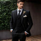 Luxury Solid 3-Piece Men's Tuxedo Suits Slim Fit Peak Lapel Blazer Vest And Pants Set for Prom Wedding Business Men Clothes