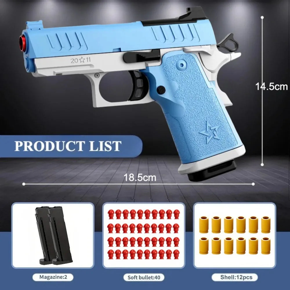 2011 G17 Shell Throwing Blowback Toy Gun Continuous Firing Empty Hanging Pistol Outdoor CS Game Shooting Toy for Kids Adults