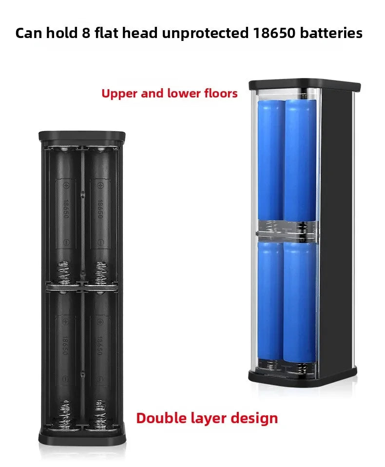8*18650 Power Bank Case 22.5W Fast Charging USB C Battery Storage Box Transparent DIY Shell for iPhone Xiaomi Samsung