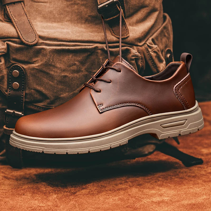 CLOHOO Handmade Men's Business Casual Shoes Comfortable Classic Lace-Up Work Shoes Fashionable Wedding Men's Footwear