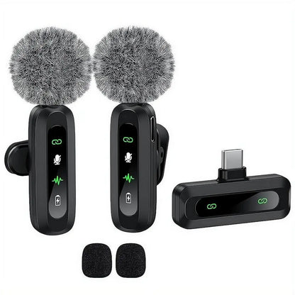 Professional Wireless Lavalier Microphone For Smartphones, Computers and Cameras, Plug and Play,Type-C Port 1-2