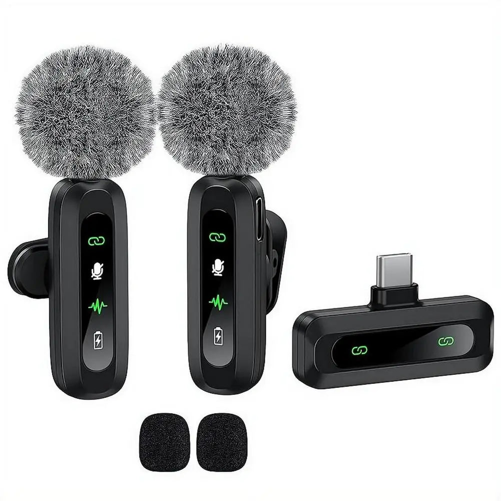 Professional Wireless Lavalier Microphone For Smartphones, Computers and Cameras, Plug and Play,Type-C Port 1-2